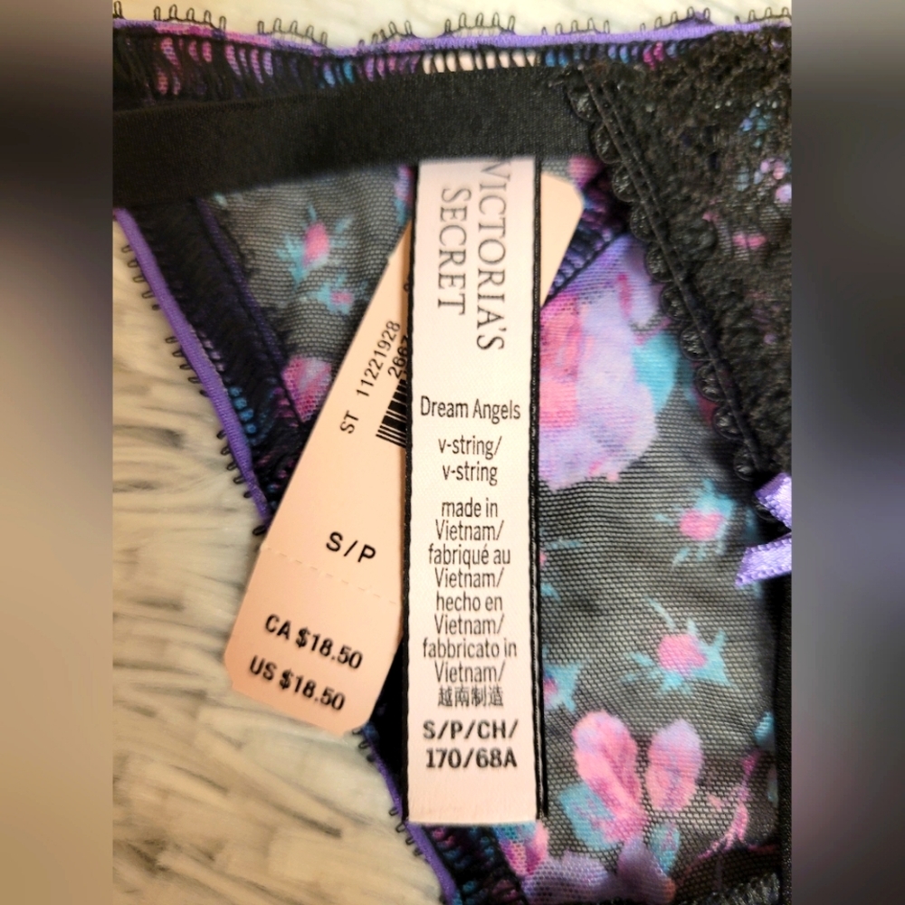 🎀 VS Dream Angels Ribbon Slot Floral Mesh V-String Panty 🎀 - Picture 5 of 12